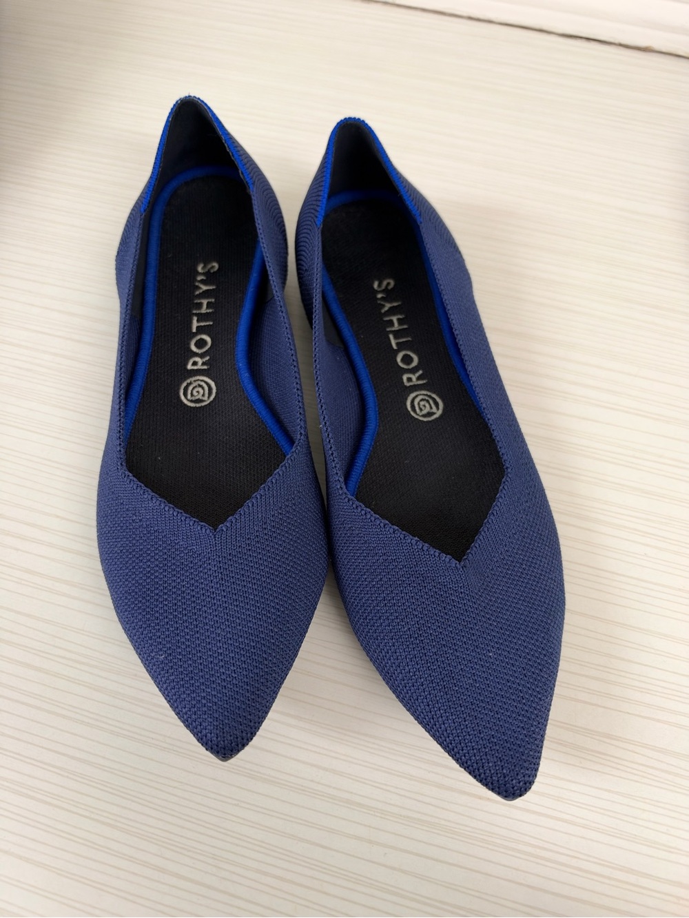 Rothy's Pointed Toe Flats in Deep Blue